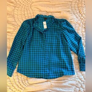 Ann Taylor NWT Blue Checked Blouse